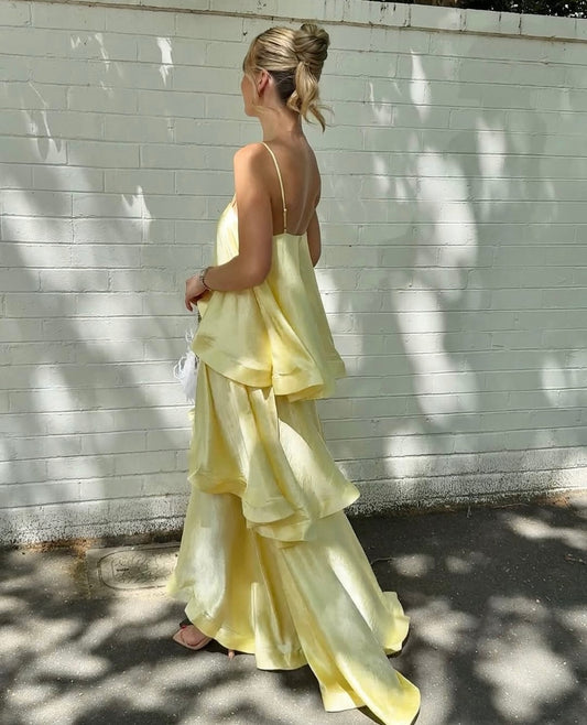 Tilly Tiered Maxi Dress - Yellow