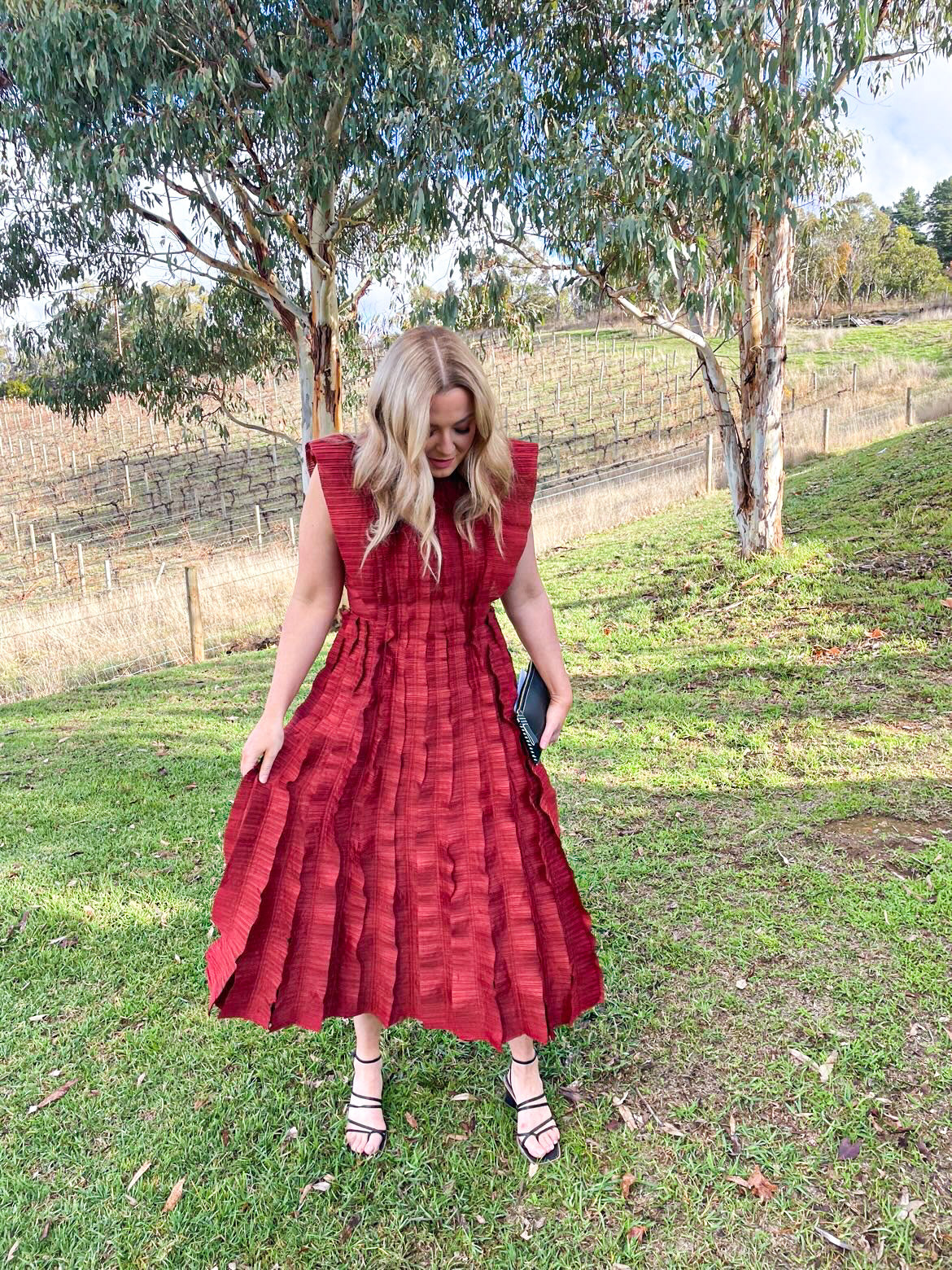 Aje Hybrid Midi Dress - Burgundy