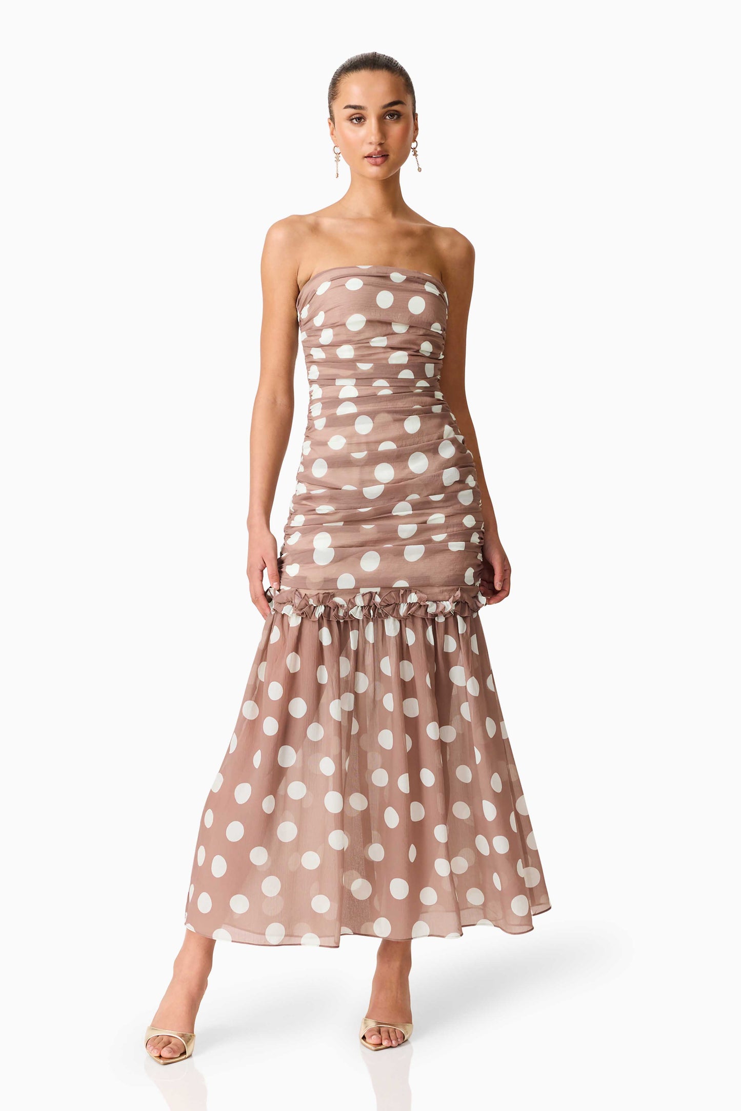 Sola Polka Dot Strapless Gown