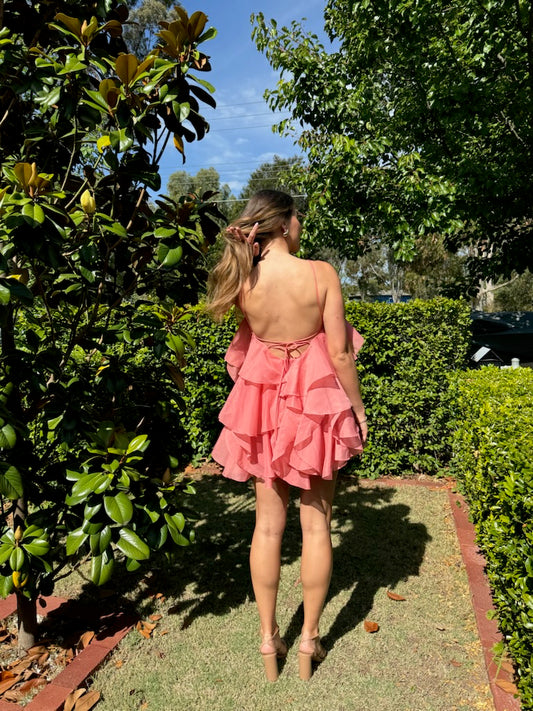 Aje Pandorea Layered Mini Dress - Coral