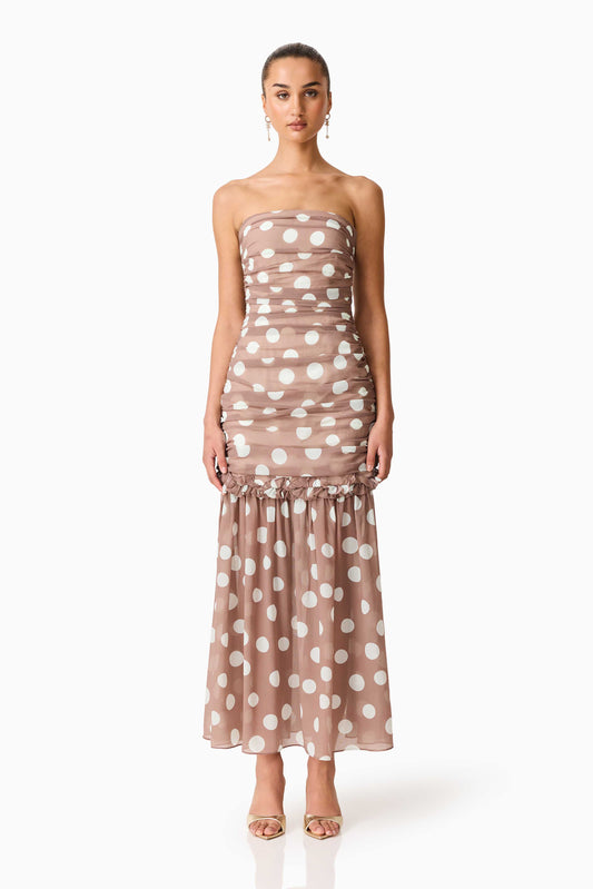 Sola Polka Dot Strapless Gown