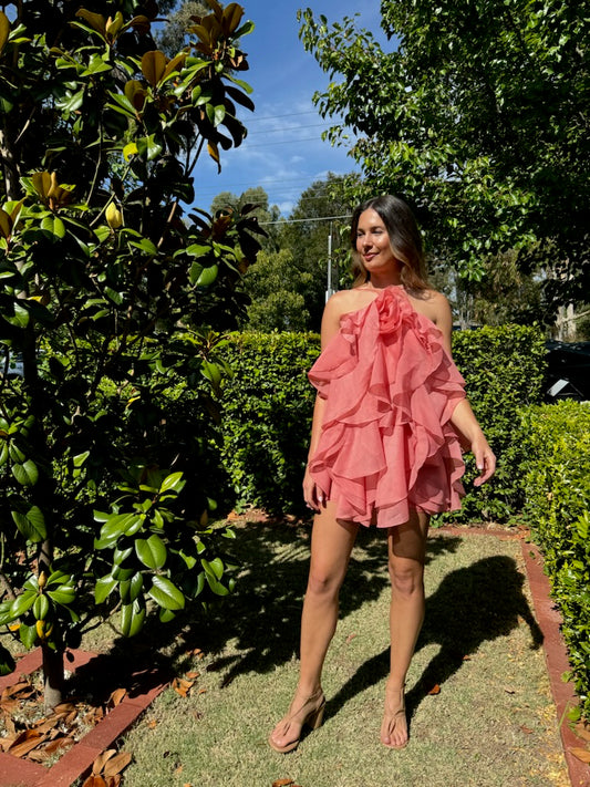 Aje Pandorea Layered Mini Dress - Coral