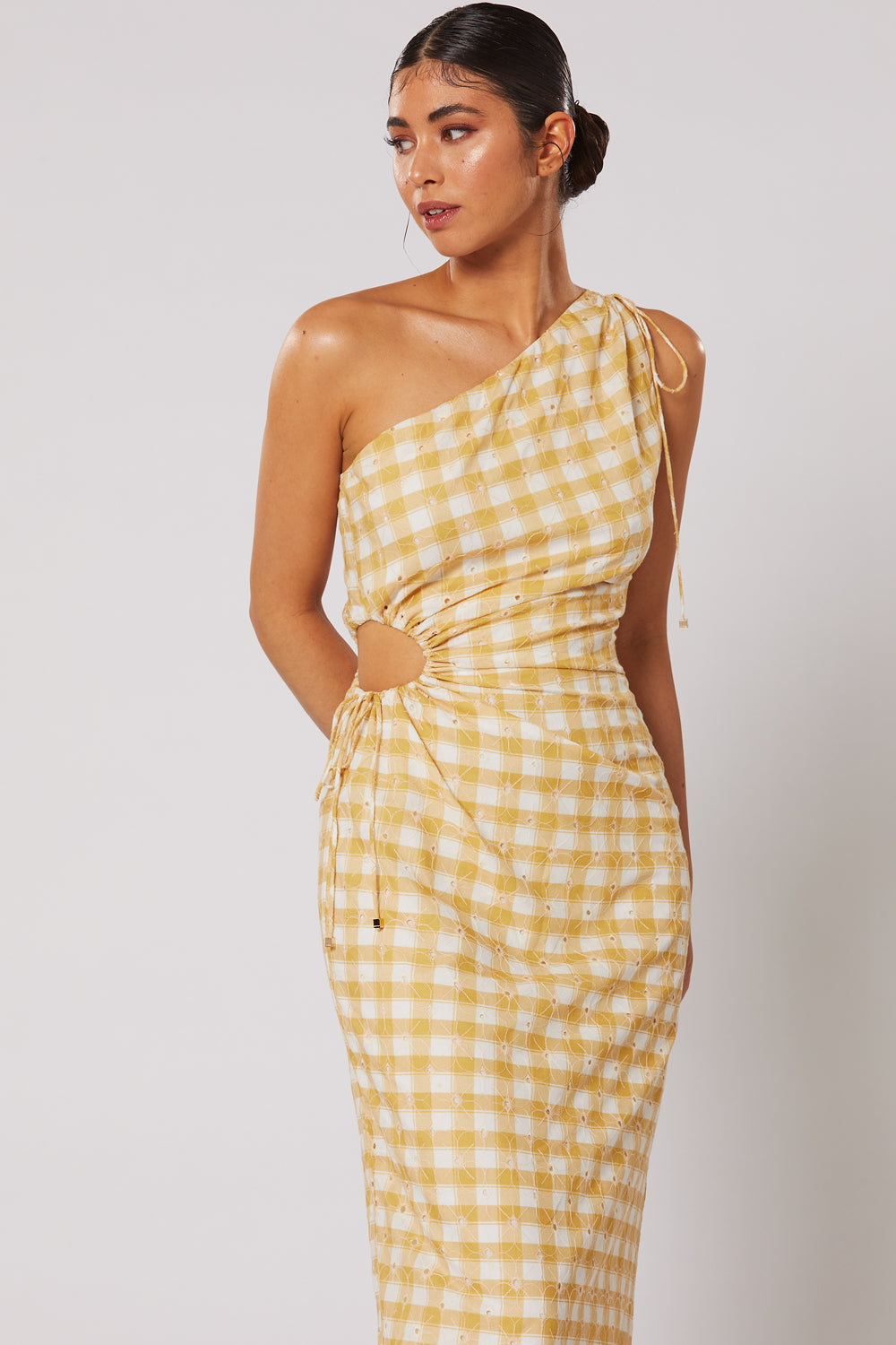 One shoulder hotsell gingham dress