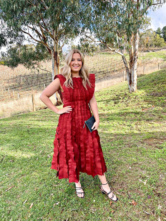 Aje Hybrid Midi Dress - Burgundy